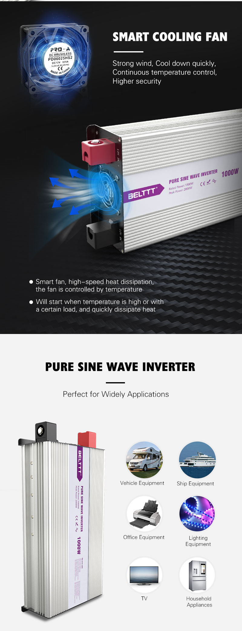 BELTTT 1000W 2000W 3000W inverter